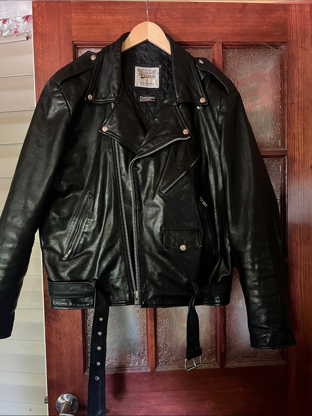 Open Road Brands Men’s Black Leather Motorcycle Bomber Jacket